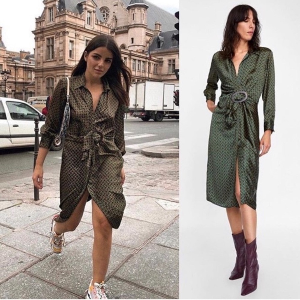 Zara green dress Size L